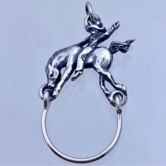 James Avery RETIRED Sterling BRONCO RIDER Charm Holder...